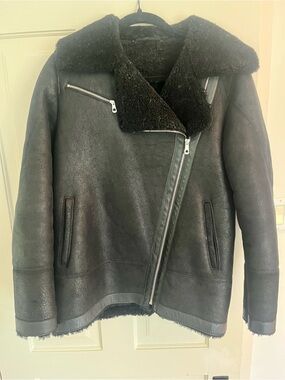 HiSo Women's Black Real Shearling Jacket (oversized - size small)